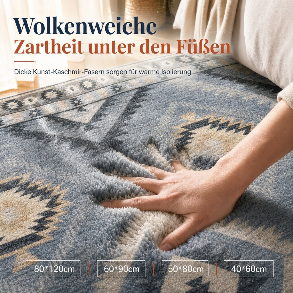 Böhmischer Teppich aus Kunstkaschmir für Wohnzimmer und Schlafzimmer, staubabweisend und pflegeleicht