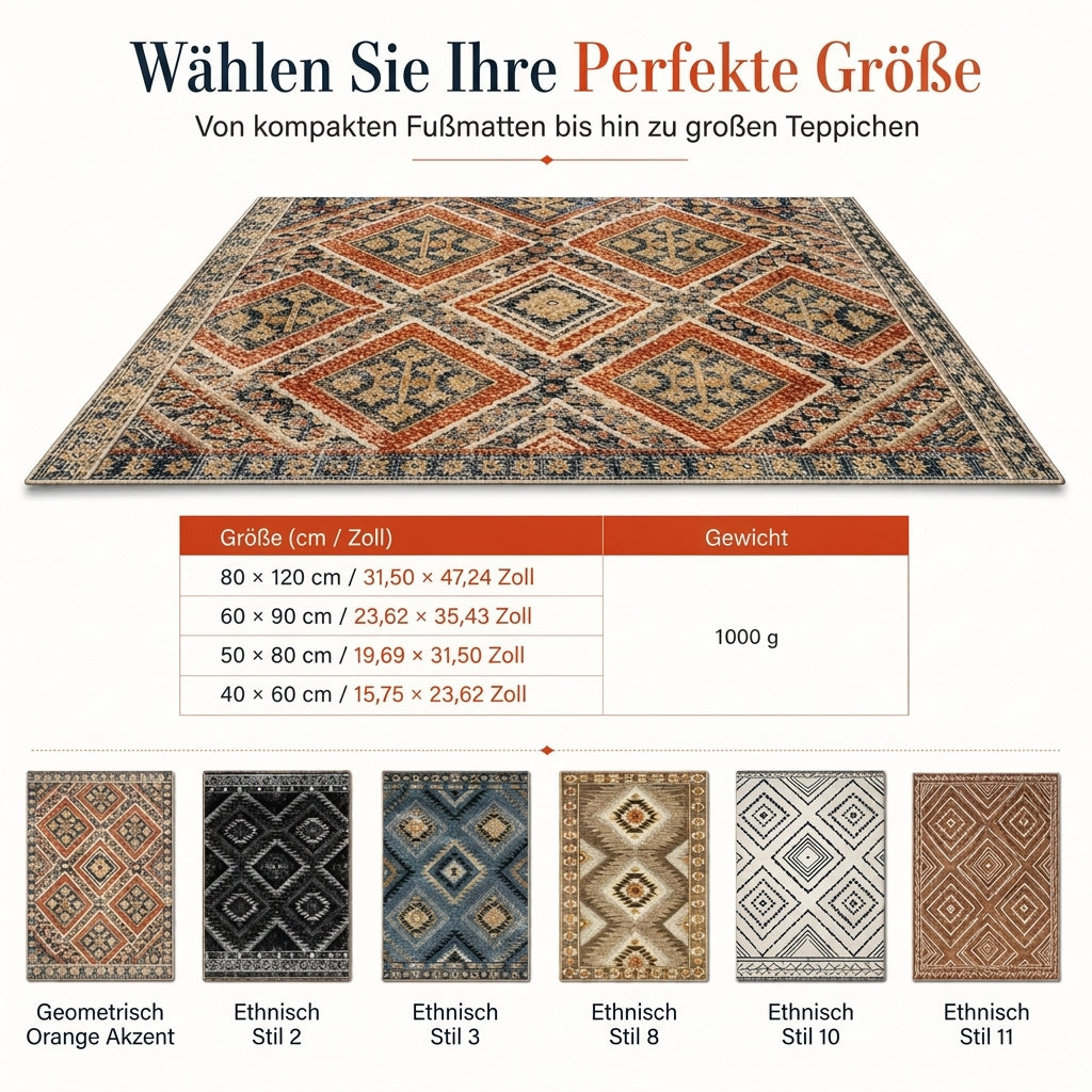 Böhmischer Teppich aus Kunstkaschmir für Wohnzimmer und Schlafzimmer, staubabweisend und pflegeleicht