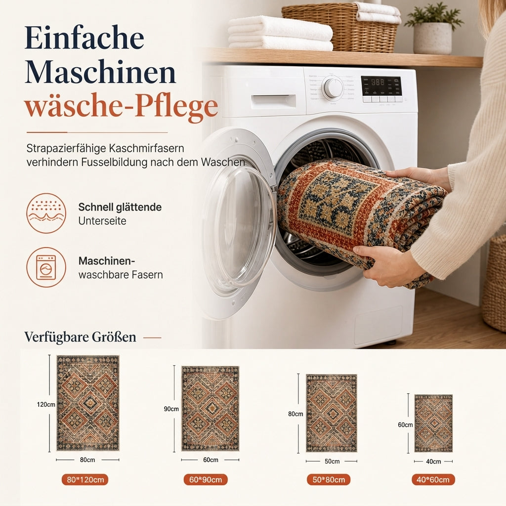 Böhmischer Teppich aus Kunstkaschmir für Wohnzimmer und Schlafzimmer, staubabweisend und pflegeleicht