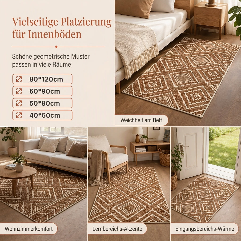 Böhmischer Teppich aus Kunstkaschmir für Wohnzimmer und Schlafzimmer, staubabweisend und pflegeleicht