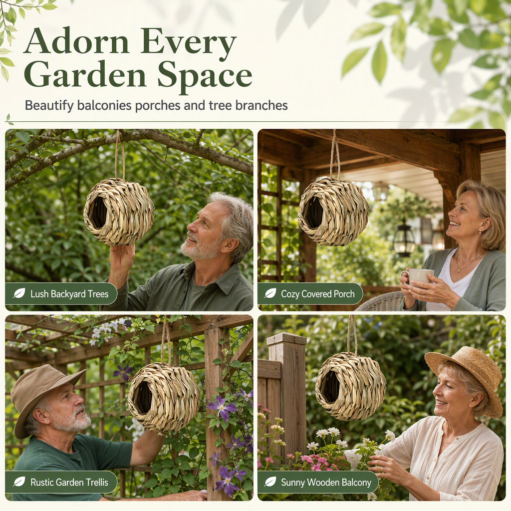 🐦 50% RABATT! 🌿 Kugel-Vogelhaus aus Stroh – Natürlich & dekorativ für Garten & Balkon ✨