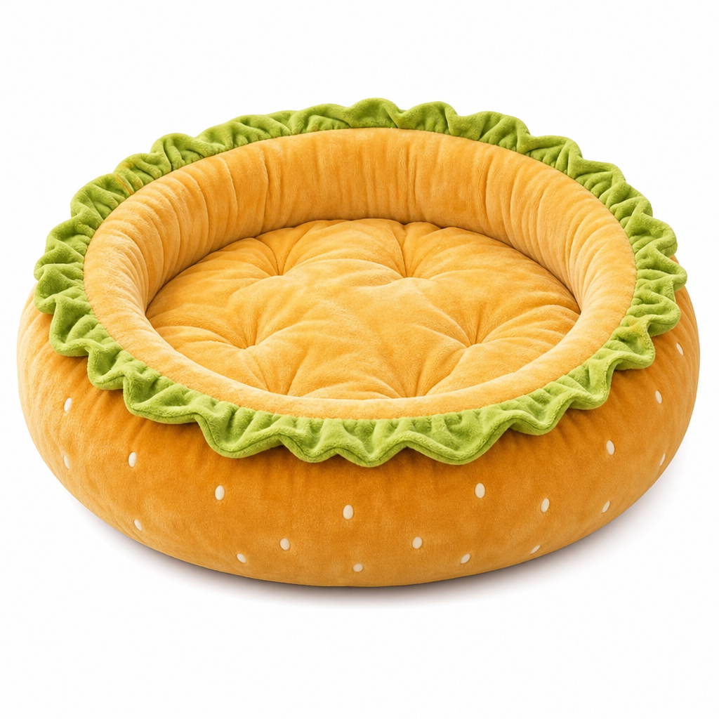 🍔 50% RABATT! 🐾 Hamburger-Haustierbett – Warm, kuschelig & rund für alle Jahreszeiten ✨