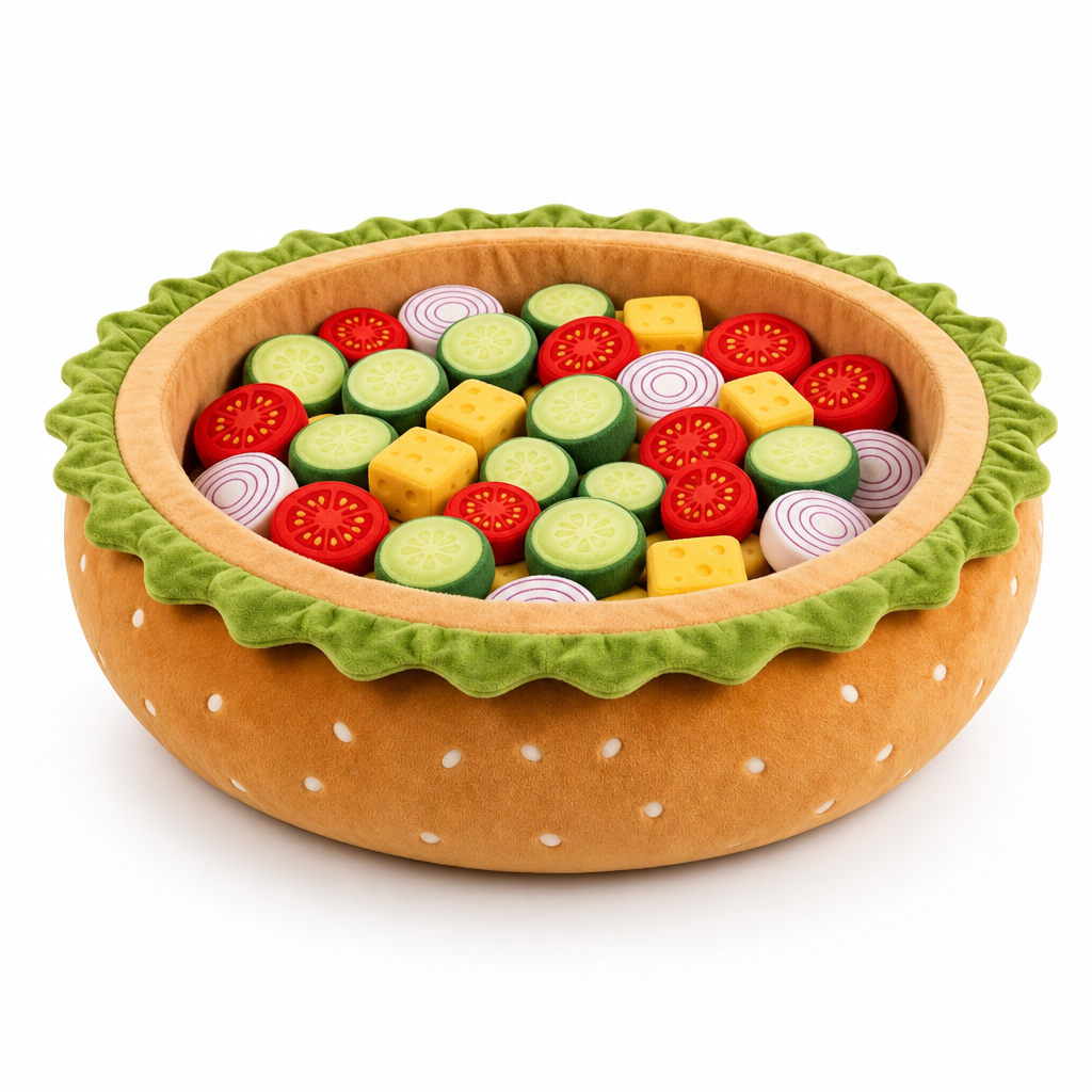 🍔 50% RABATT! 🐾 Hamburger-Haustierbett – Warm, kuschelig & rund für alle Jahreszeiten ✨