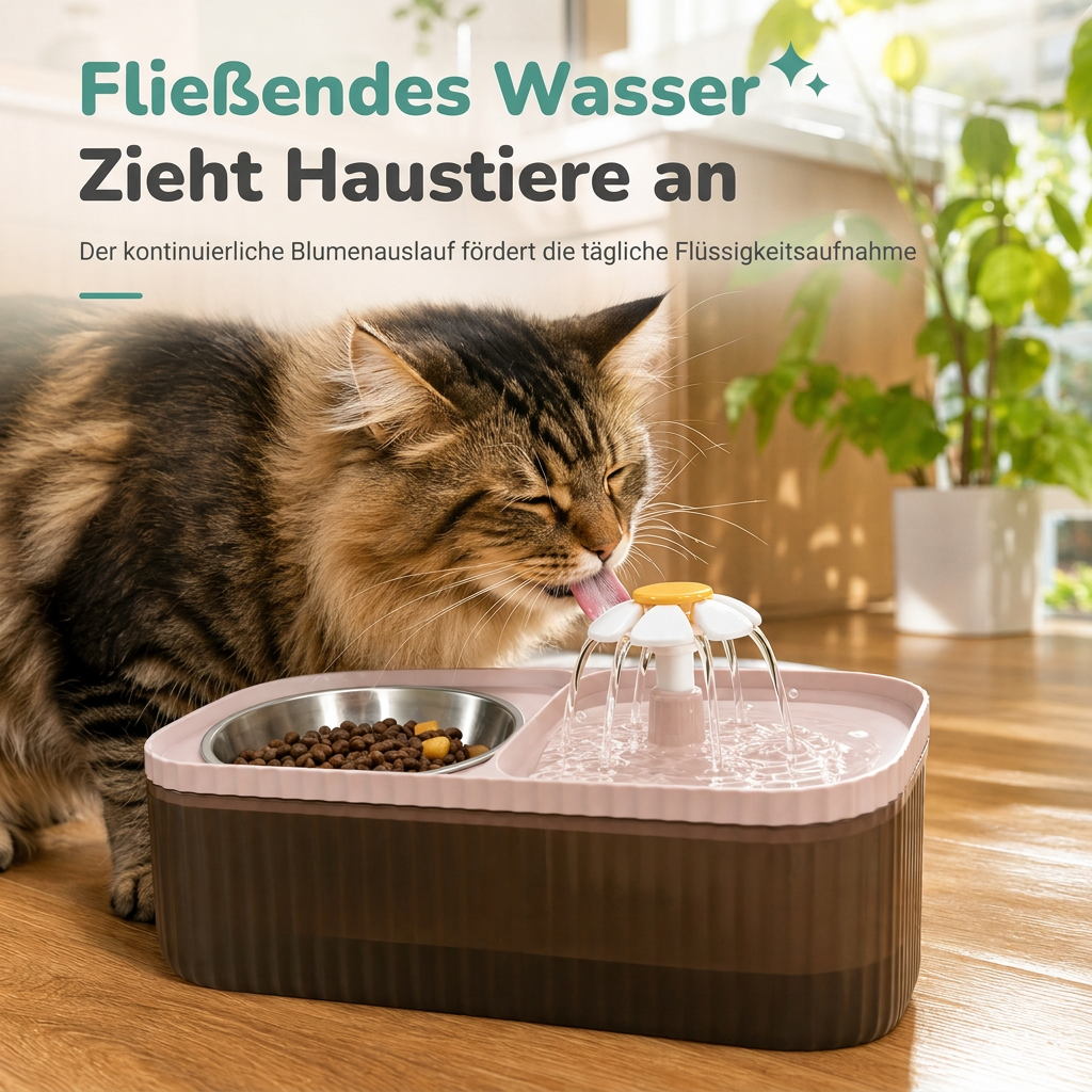 ⏳Nur für kurze Zeit – 50% RABATT⏰2-in-1 automatischer Katzenfutter- und Wasserspender mit großem Fassungsvermögen – blumenförmiger Heimtier-Wasserspender mit doppelten Näpfen