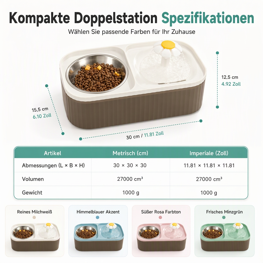 ⏳Nur für kurze Zeit – 50% RABATT⏰2-in-1 automatischer Katzenfutter- und Wasserspender mit großem Fassungsvermögen – blumenförmiger Heimtier-Wasserspender mit doppelten Näpfen