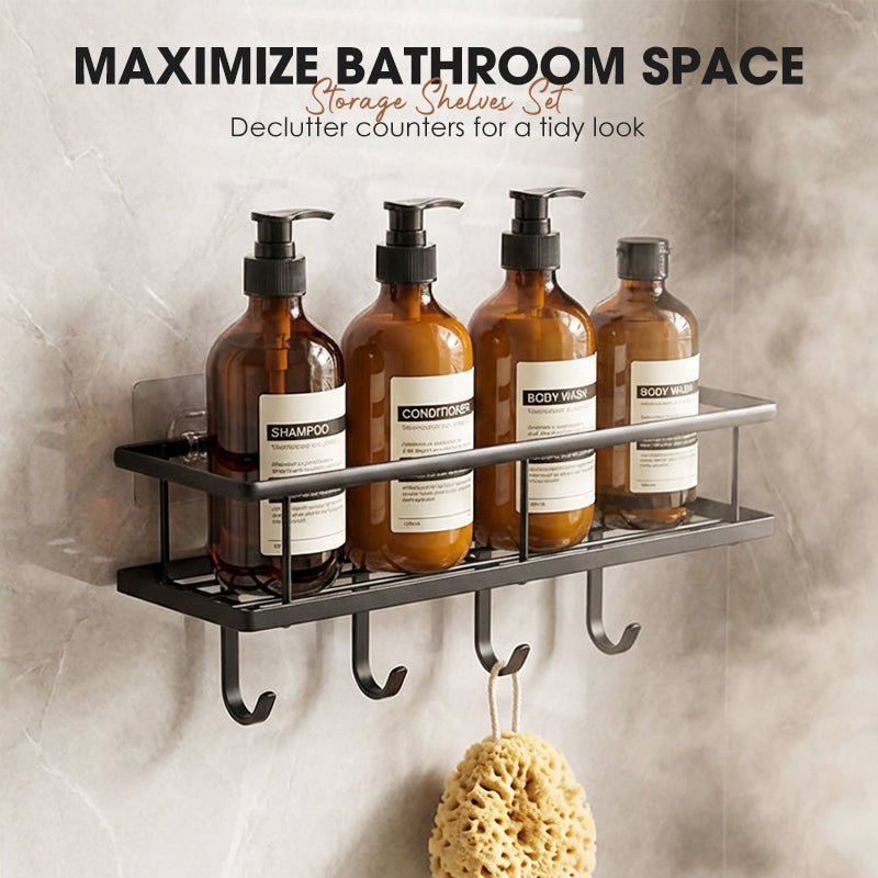 🚿 50% RABATT! 🧴 Wandregal-Set fürs Bad – Montage ohne Bohren & platzsparend ✨