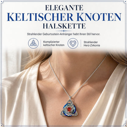 Damen Halskette mit keltischem Knoten-Geburtsstein-Anhänger
