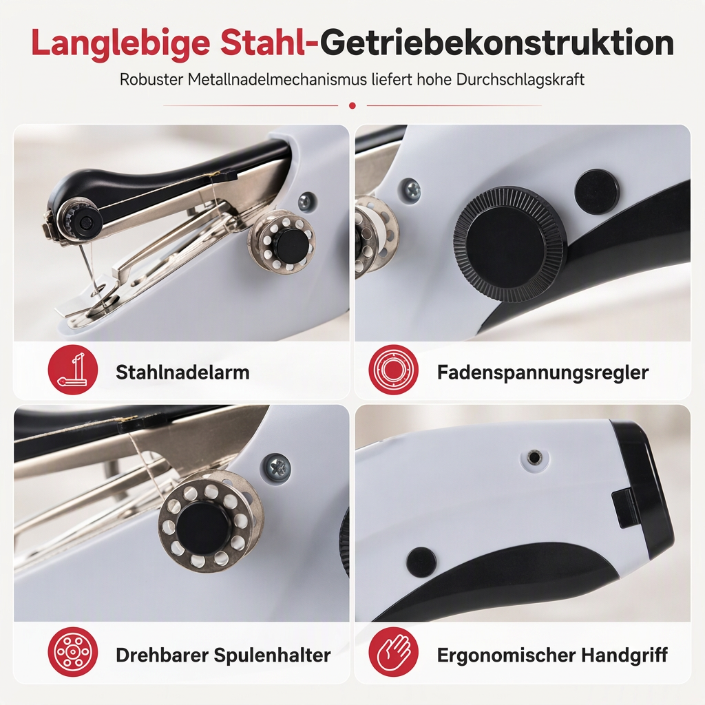 Mini elektrische Handnähmaschine – tragbares Haushaltsnähgerät für dicke Stoffe