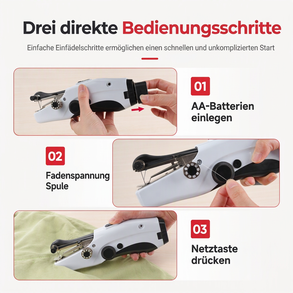 Mini elektrische Handnähmaschine – tragbares Haushaltsnähgerät für dicke Stoffe