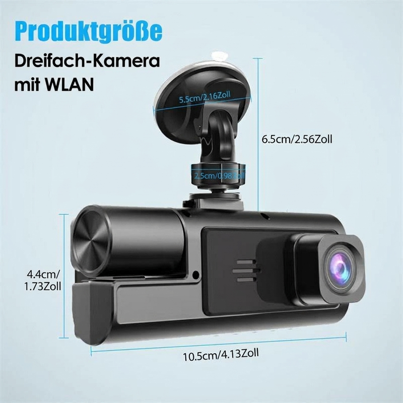 🔥 50 % RABATT! 🚗🎥 Dashcam mit 3 Kameras 1080P HD – Vorne + Innen + Hinten mit Rückfahrfunktion