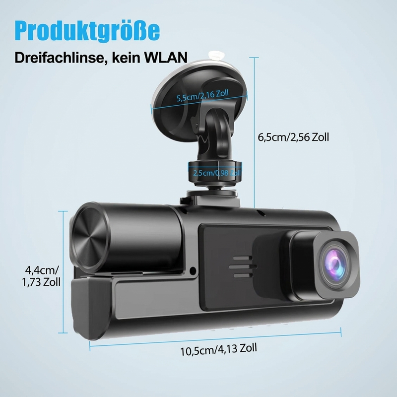 🔥 50 % RABATT! 🚗🎥 Dashcam mit 3 Kameras 1080P HD – Vorne + Innen + Hinten mit Rückfahrfunktion