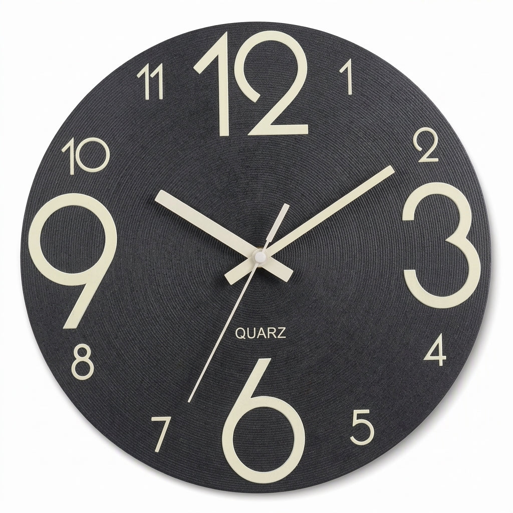 🔥 Zeitlich begrenztes Angebot 🕰️ 12 Zoll geräuschlose hölzerne Wanduhr – mit leuchtender Anzeige und MDF-Holzoptik ✨