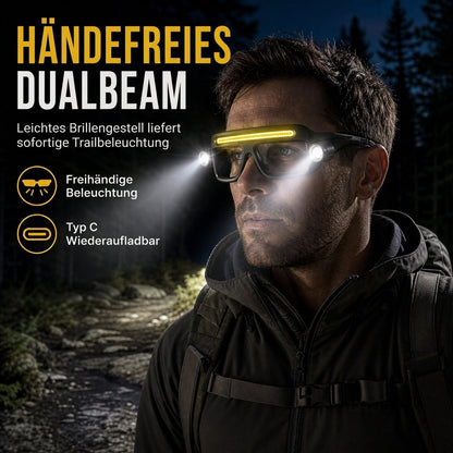 USB-aufladbares, doppelseitig klippbares Brillenzusatzlicht für Outdoor-Wandern und Lesen