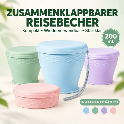 🎒 Nie wieder sperrige Trinkbecher! – Faltbarer Silikon-Reisebecher – einfach zusammenklappen, platzsparend verstauen & überall mitnehmen ✨☕