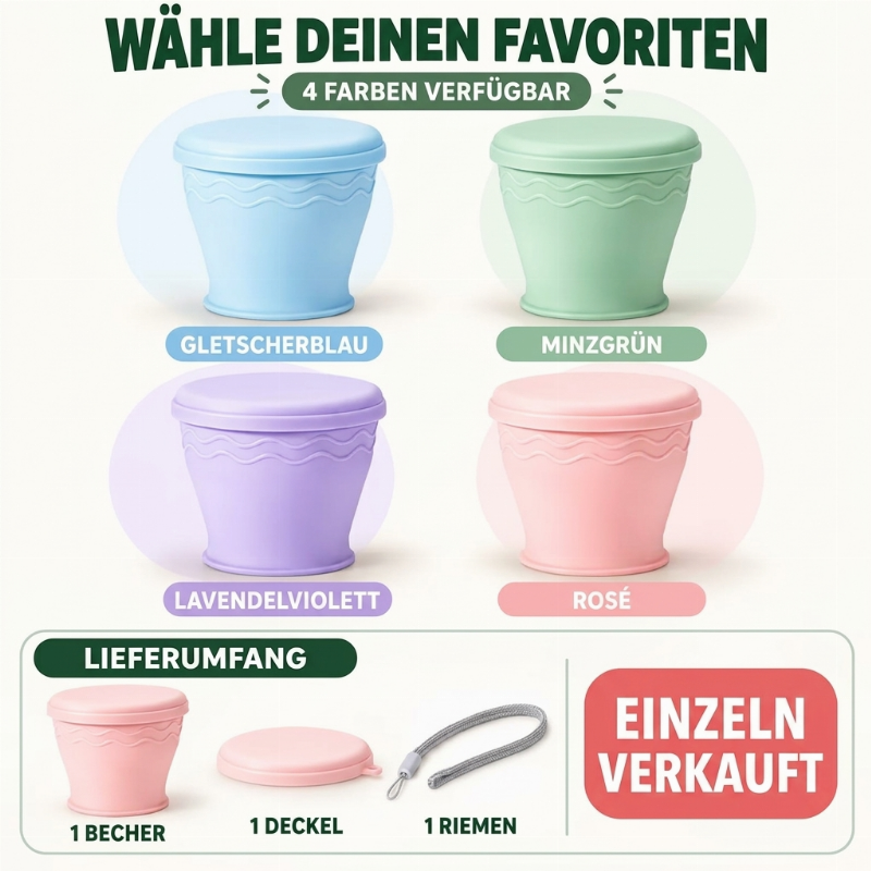 🎒 Nie wieder sperrige Trinkbecher! – Faltbarer Silikon-Reisebecher – einfach zusammenklappen, platzsparend verstauen & überall mitnehmen ✨☕