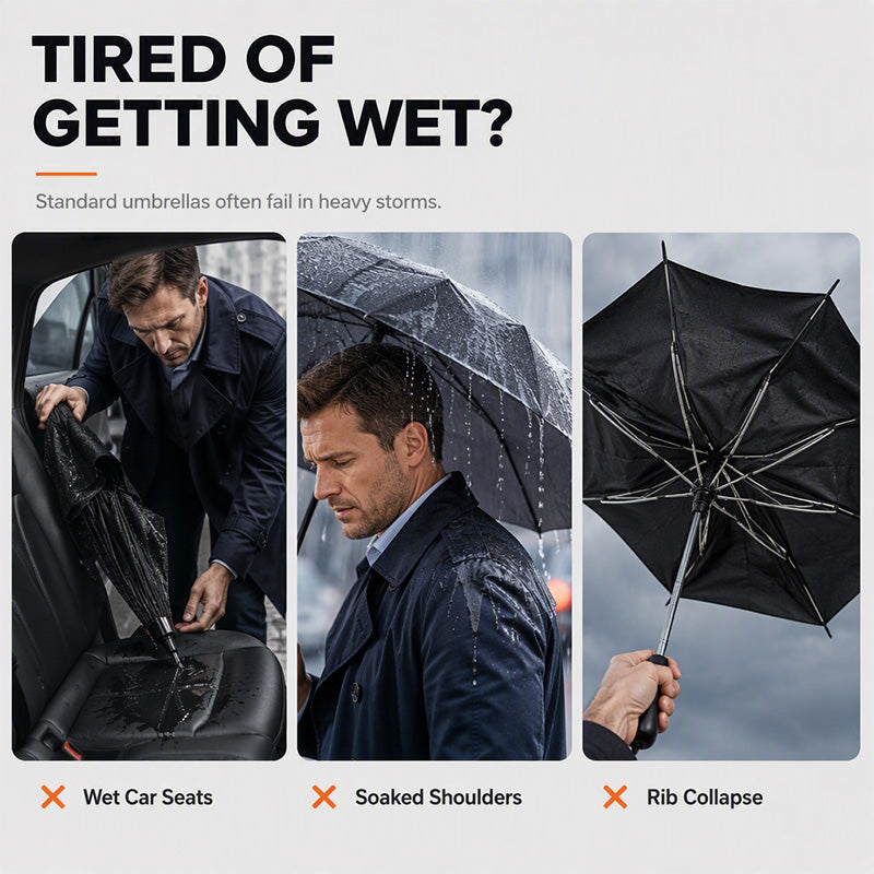 🌧️ 50 % Rabatt ! Faltregenschirm Extra Groß Windfest – Trotzt jedem Sturm, maximaler Schutz! 🛡️ 130 cm XXL-Dach, 12 verstärkte Rippen, schnelltrocknend ⚡