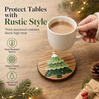 Tannenbaum-Untersetzer aus Holz für Kaffeetassen und Heißgetränke