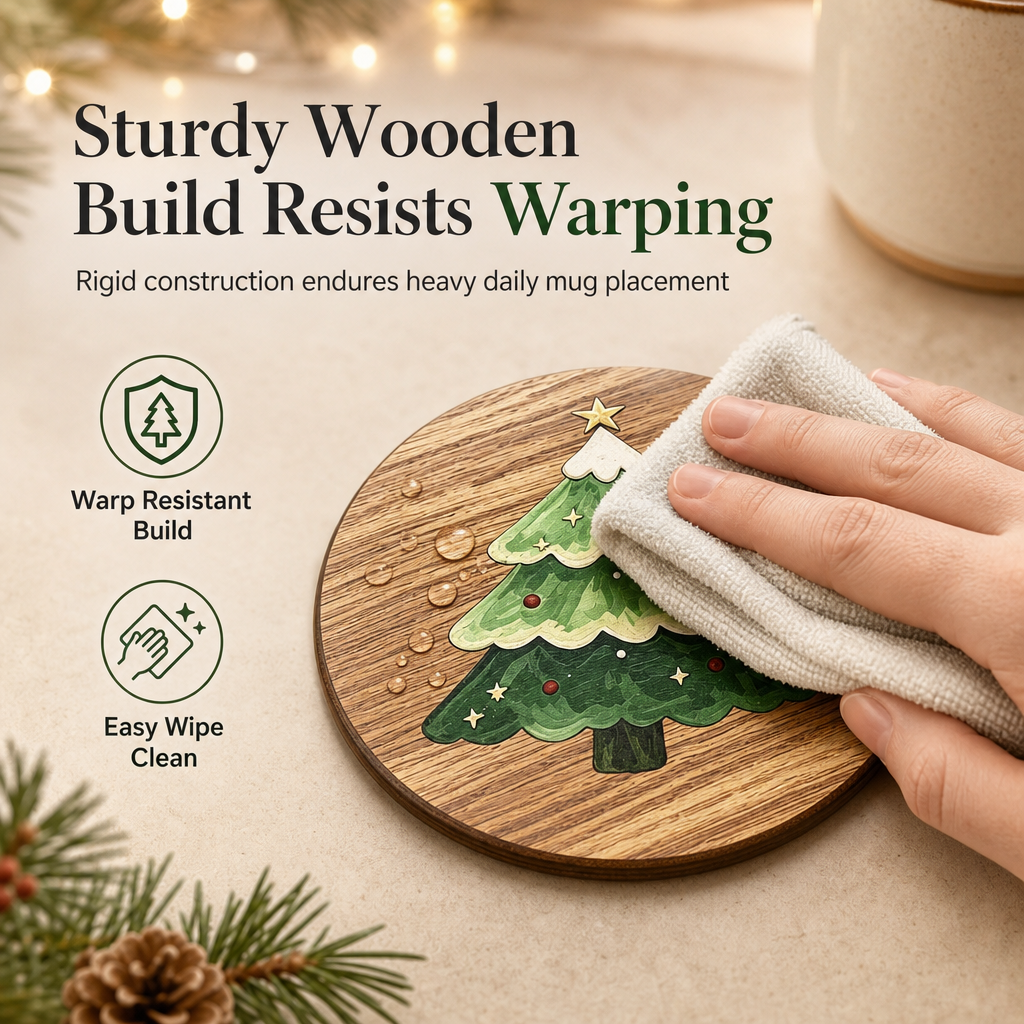 Tannenbaum-Untersetzer aus Holz für Kaffeetassen und Heißgetränke