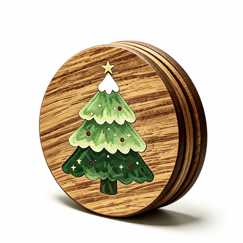 Tannenbaum-Untersetzer aus Holz für Kaffeetassen und Heißgetränke