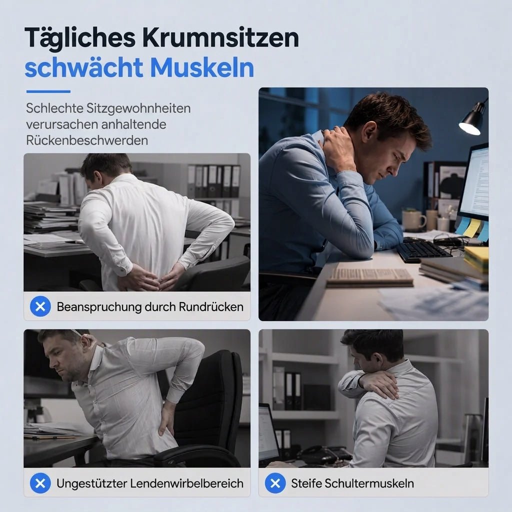 Einstellbare Haltungskorrektur-Bandage – Rückenstütze mit 4 Stützstreben, 3D-Lendenpolster & atmungsaktiver Passform