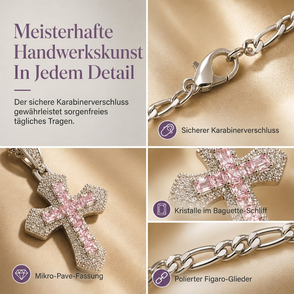 ✝️ LIMITIERTES ANGEBOT 50% RABATT! ✨ Zweilagige Kreuz-Halskette – Zirkonia besetzt, Figaro-Glieder, Hip-Hop Stil 🪙