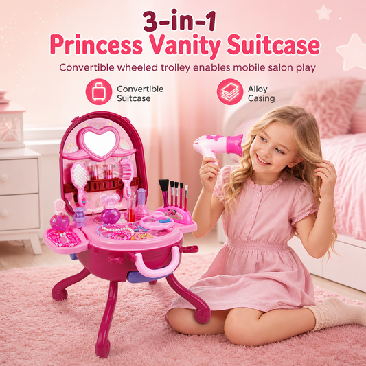 💝 LIMITIERTES ANGEBOT 50% RABATT! ✨ Kinder Schminkkoffer mit Spiel-Schminktisch – 3-in-1, Rollenspiel, tragbar 🎀