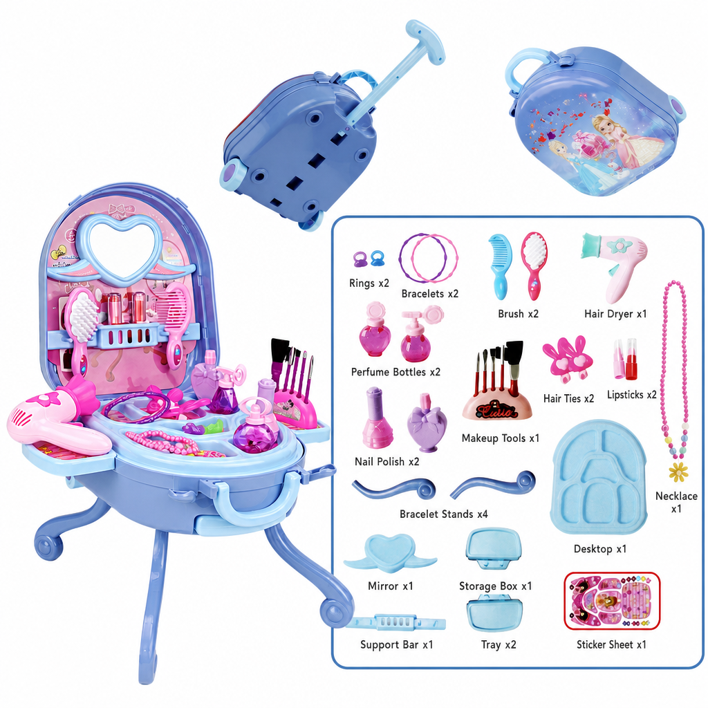 💝 LIMITIERTES ANGEBOT 50% RABATT! ✨ Kinder Schminkkoffer mit Spiel-Schminktisch – 3-in-1, Rollenspiel, tragbar 🎀