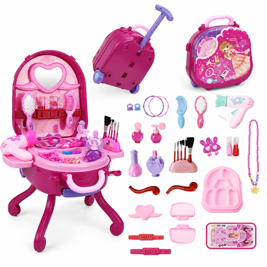 💝 LIMITIERTES ANGEBOT 50% RABATT! ✨ Kinder Schminkkoffer mit Spiel-Schminktisch – 3-in-1, Rollenspiel, tragbar 🎀