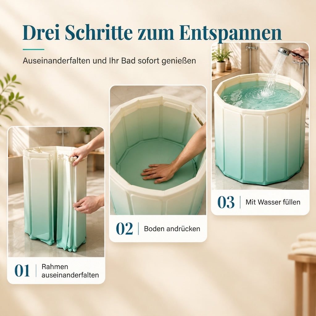 🛁 LIMITIERTES ANGEBOT 50% RABATT! ✨ Faltbare Badewanne für Erwachsene – wärmeisolierend, platzsparend, mit Kissen 🧺