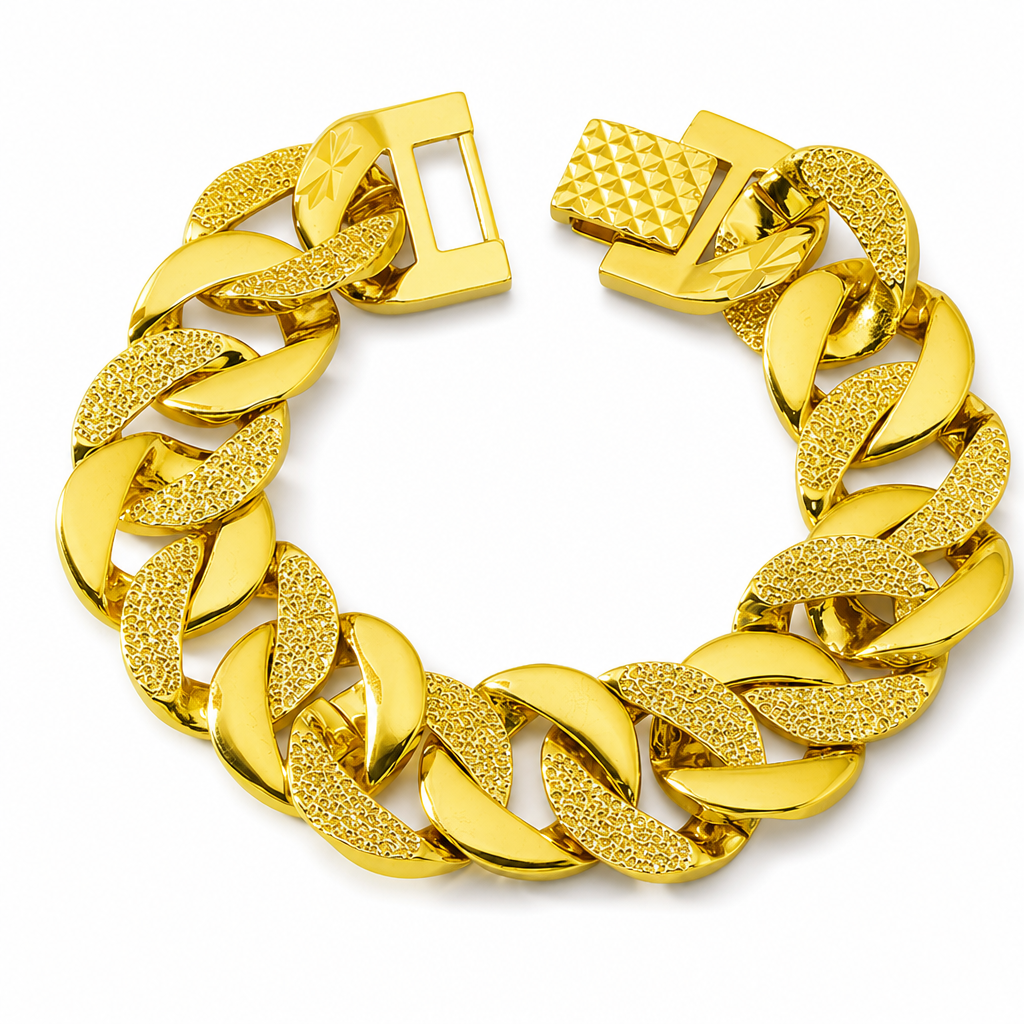 ⛓️ LIMITIERTES ANGEBOT 50% RABATT! ✨ Herren Sandgold-Armband – Massivmessing, matt sandgestrahlt, Uhrverschluss 💪