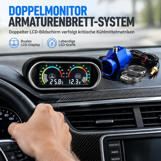 🚗 LIMITIERTES ANGEBOT 50% RABATT! ✨ LCD Doppelanzeige für Auto – Temperatur & Spannung, Auslaufsicher, Genau 📊