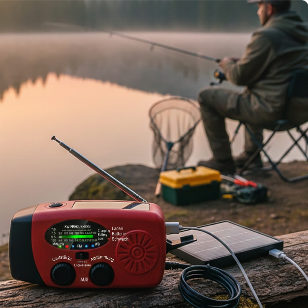 🏕️ LIMITIERTES ANGEBOT 50% RABATT! ✨ Solar-Notfallradio – Kurbelbetrieb, Licht, Powerbank 📻