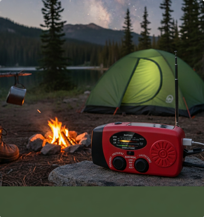 🏕️ LIMITIERTES ANGEBOT 50% RABATT! ✨ Solar-Notfallradio – Kurbelbetrieb, Licht, Powerbank 📻