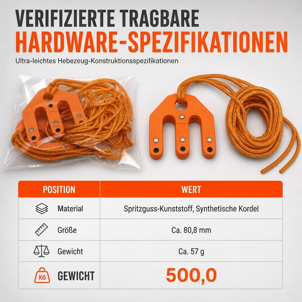 🏕️ LIMITIERTES ANGEBOT 50% RABATT! ✨ Flaschenzug für Jagdausrüstung – Einfach zu bedienen, Robust, Tragbar 🪝