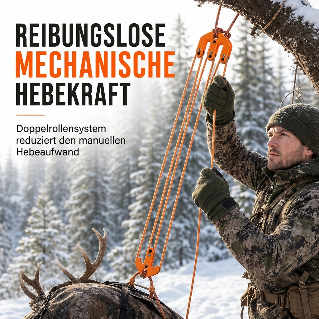 🏕️ LIMITIERTES ANGEBOT 50% RABATT! ✨ Flaschenzug für Jagdausrüstung – Einfach zu bedienen, Robust, Tragbar 🪝