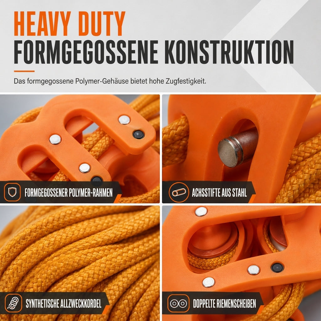 🏕️ LIMITIERTES ANGEBOT 50% RABATT! ✨ Flaschenzug für Jagdausrüstung – Einfach zu bedienen, Robust, Tragbar 🪝