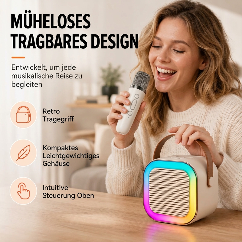 🎤 LIMITIERTES ANGEBOT 50% RABATT! ✨ Mini-Karaoke-Maschine für Kinder – LED-Lichter, Stimmeffekte, Tragbar 🎉