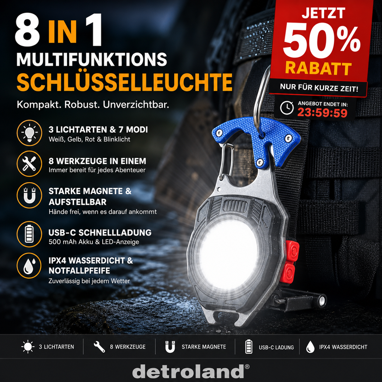💡Multifunktions-Schlüsselanhänger-Taschenlampe🔦🌈