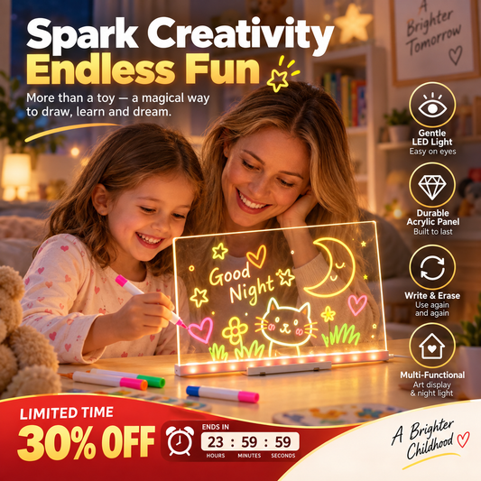 🖍️ LIMITIERTES ANGEBOT 50% RABATT! ✨ Leuchtende Kinder-Maltafel – sanfte LED, wiederverwendbar, auch als Nachtlicht 💡