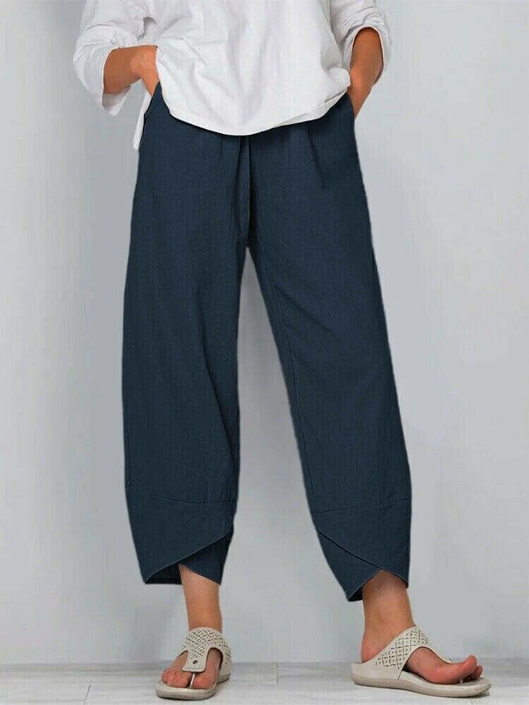 👖Vintage-Hose mit asymmetrischen Taschen und elastischem Bund