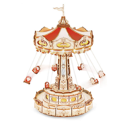 DIY Wooden Puzzles Carousel Music Box