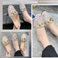 Summer New Mesh Square Toe Low Heel Slip-on Sandals Fashion Half Slippers