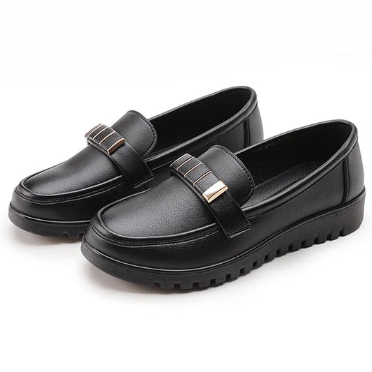 Soft sole non-slip leather loafers for women